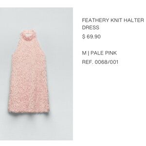 Stylish Pink feathery knit Halter Top dress